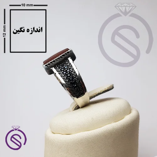 انگشتر نقره عقیق قرمز مردانه مدل تاجیک