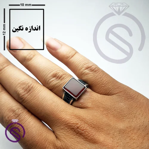 انگشتر نقره عقیق قرمز مردانه مدل تاجیک