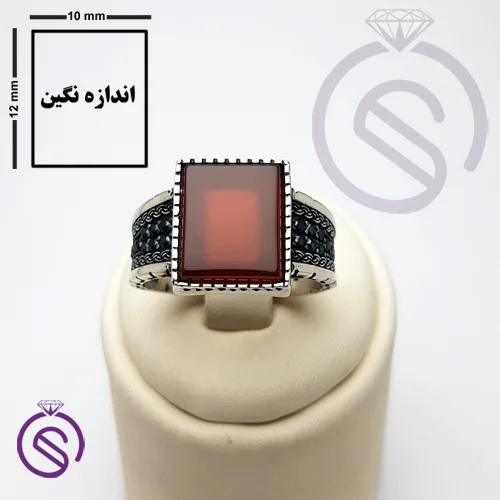 انگشتر نقره عقیق قرمز مردانه مدل تاجیک