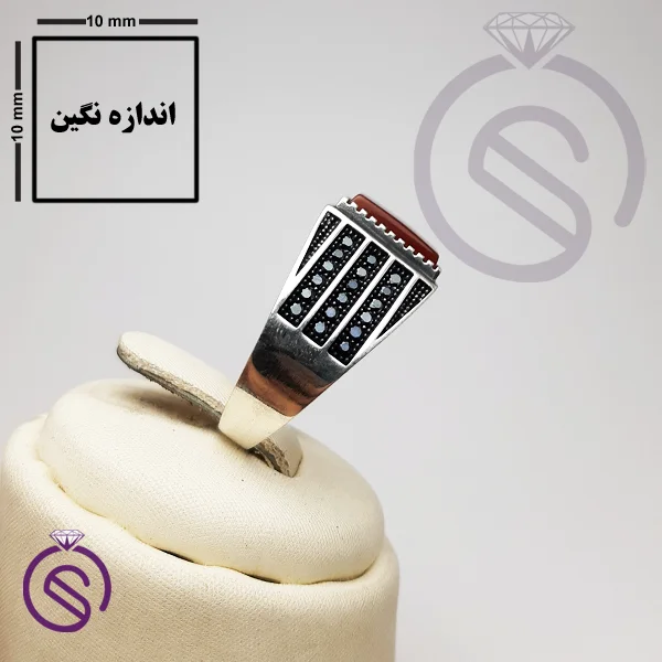 انگشتر نقره عقیق قرمز مردانه مدل قلعه