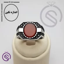 انگشتر نقره عقیق قرمز مردانه مدل کاوه