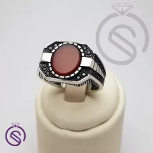 انگشتر نقره عقیق قرمز مردانه مدل کاوه کد 62435