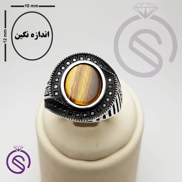 انگشتر نقره چشم ببر مردانه مدل فرشاد