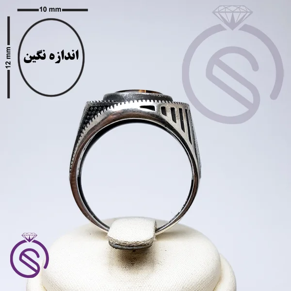 انگشتر نقره چشم ببر مردانه مدل فرشاد