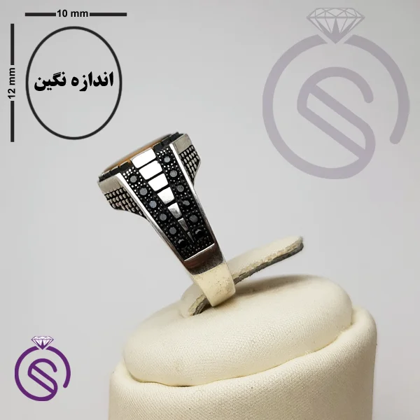انگشتر نقره چشم ببر مردانه مدل کاوه