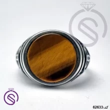 انگشتر نقره چشم ببر مردانه مدل تویوتا