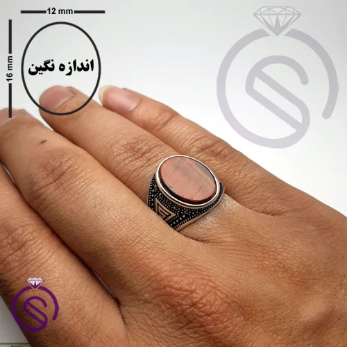 انگشتر نقره چشم ببر مردانه مدل ورساچه