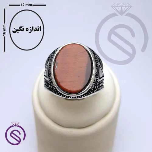 انگشتر نقره چشم ببر مردانه مدل ورساچه