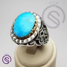 انگشتر نقره فیروزه مردانه مدل رئوف کد 32103