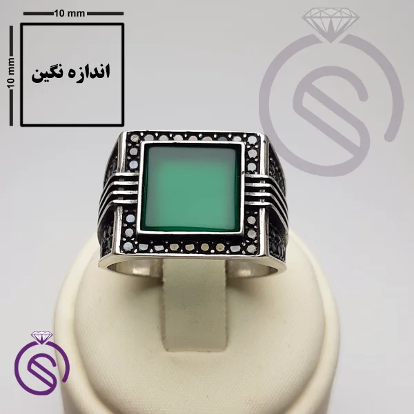 انگشتر عقیق سبز مدل مایکل