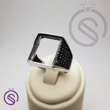 رکاب انگشتر نقره مردانه مدل سلطنتی مستطیل کد 62352