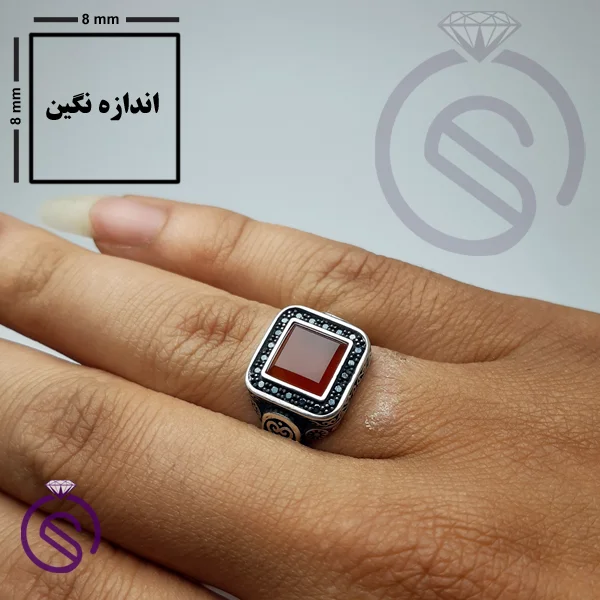 انگشتر عقیق قرمز مدل پیک