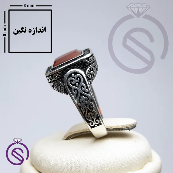 انگشتر عقیق قرمز مدل پیک