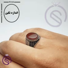 انگشتر عقیق قرمز مدل برگ