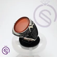 انگشتر نقره عقیق قرمز مردانه مدل هیراد کد 62131