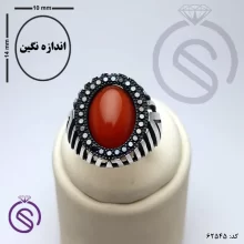 انگشتر نقره عقیق قرمز مردانه مدل هاکان