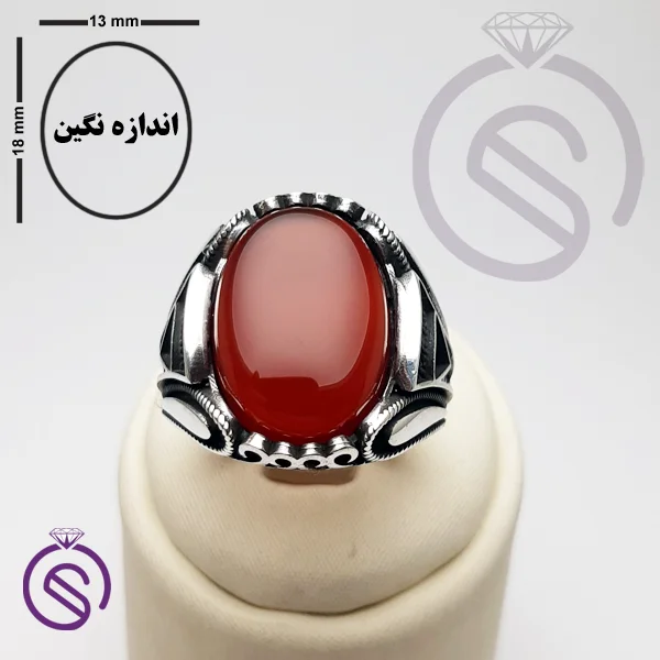 انگشتر نقره عقیق قرمز مردانه مدل ایرج