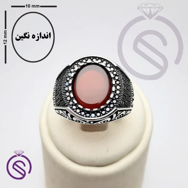 انگشتر نقره عقیق قرمز مردانه مدل نیما