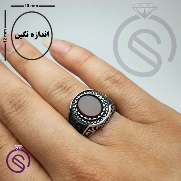 انگشتر نقره عقیق قرمز مردانه مدل نیما