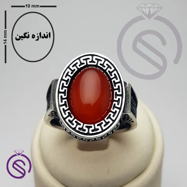 انگشتر نقره عقیق قرمز مردانه مدل شاهان