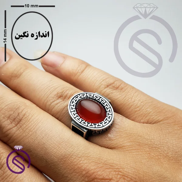 انگشتر نقره عقیق قرمز مردانه مدل شاهان