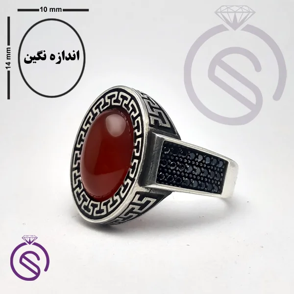 انگشتر نقره عقیق قرمز مردانه مدل شاهان