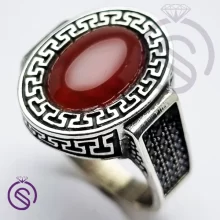 انگشتر نقره عقیق قرمز مردانه مدل شاهان کد 62512