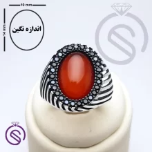 انگشتر نقره عقیق قرمز مردانه مدل کیان
