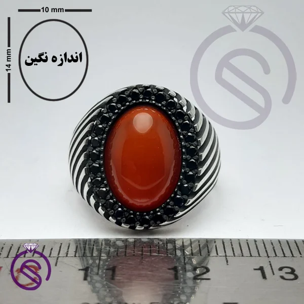 انگشتر نقره عقیق قرمز مردانه مدل کیان