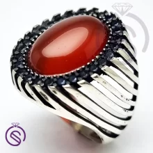انگشتر نقره عقیق قرمز مردانه مدل کیان کد 62534