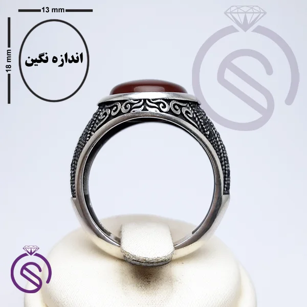 انگشتر نقره عقیق قرمز مردانه مدل کیاشا