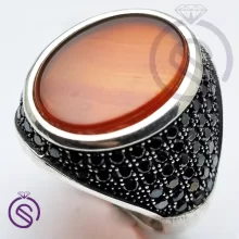 انگشتر نقره عقیق قرمز مردانه مدل کیاشا کد 62523