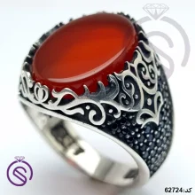 انگشتر نقره عقیق قرمز مردانه مدل مانی کد 62724