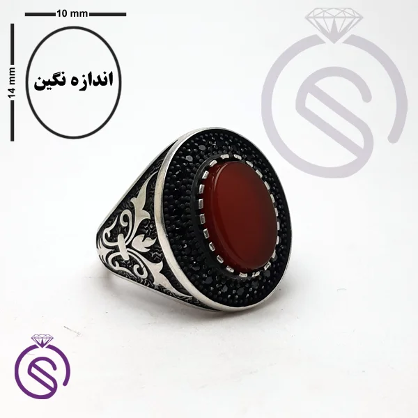انگشتر نقره عقیق قرمز مردانه مدل سروش