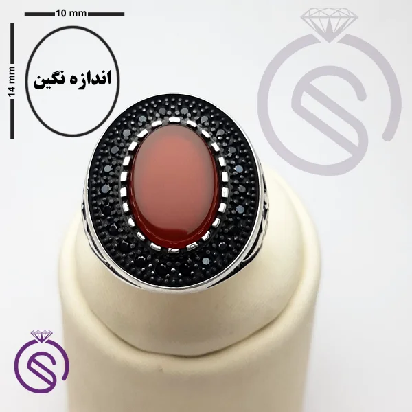 انگشتر نقره عقیق قرمز مردانه مدل سروش