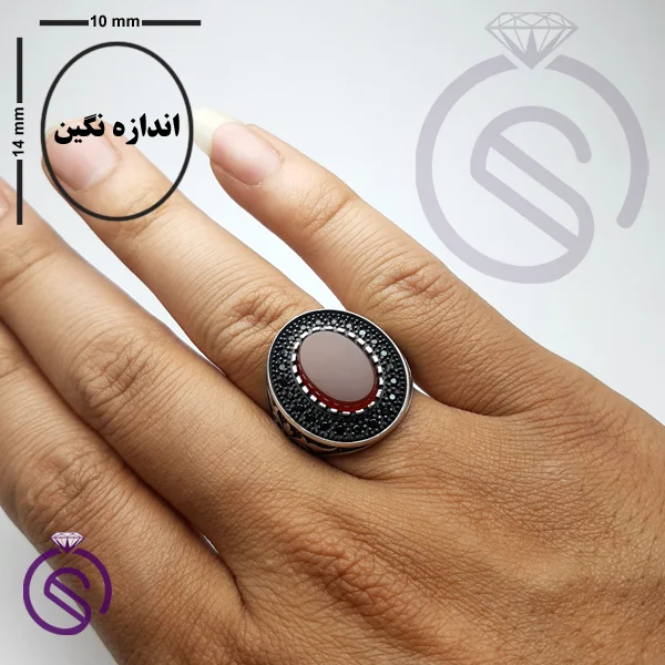 انگشتر نقره عقیق قرمز مردانه مدل سروش