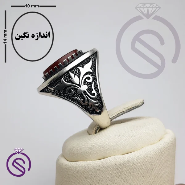 انگشتر نقره عقیق قرمز مردانه مدل سروش