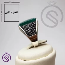 انگشتر عقیق سبز مدل سلطنتی مستطیل