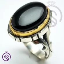 انگشتر نقره عقیق سیاه مردانه مدل سلمان کد 62265