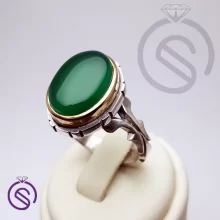 انگشتر نقره عقیق سبز مردانه مدل سلمان کد 62264