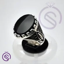 انگشتر نقره عقیق مشکی مردانه مدل سامان کد 62109