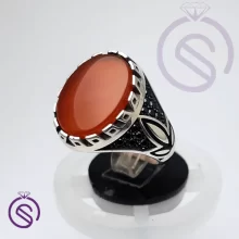 انگشتر نقره عقیق قرمز مردانه مدل سامان کد 62107