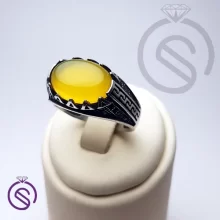 انگشتر نقره عقیق زرد شرف الشمس مردانه مدل آبان کد 62362