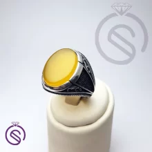 انگشتر نقره عقیق زرد شرف الشمس مردانه مدل ارشیا کد 62382