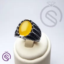 انگشتر نقره عقیق زرد شرف الشمس مردانه مدل شروین کد 62372