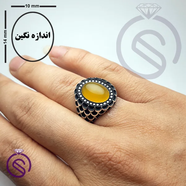 انگشتر نقره شرف الشمس مردانه مدل آرتین