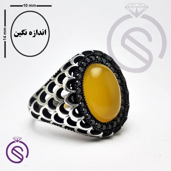 انگشتر نقره شرف الشمس مردانه مدل آرتین