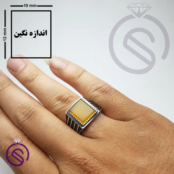 انگشتر نقره شرف الشمس مردانه مدل بهمن