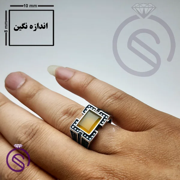 انگشتر نقره شرف الشمس مردانه مدل داراب