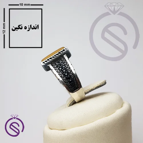 انگشتر نقره شرف الشمس مردانه مدل تاجیک
